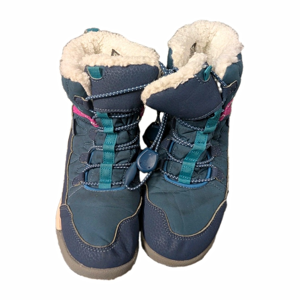 Merrell Kids Size 2 Waterproof Winter Snow Boots Blue Teal Faux Fur -25°F